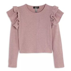 New - AQUA Girls' Ruffle Knit Top